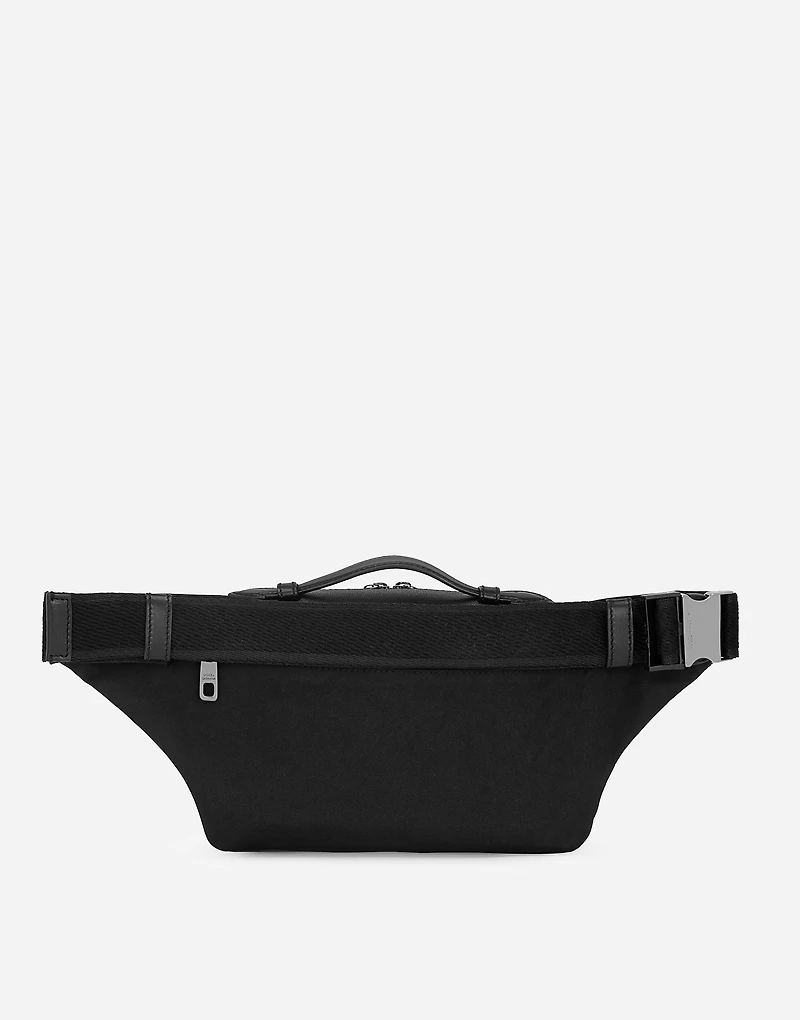 Grainy calfskin and nylon belt bag