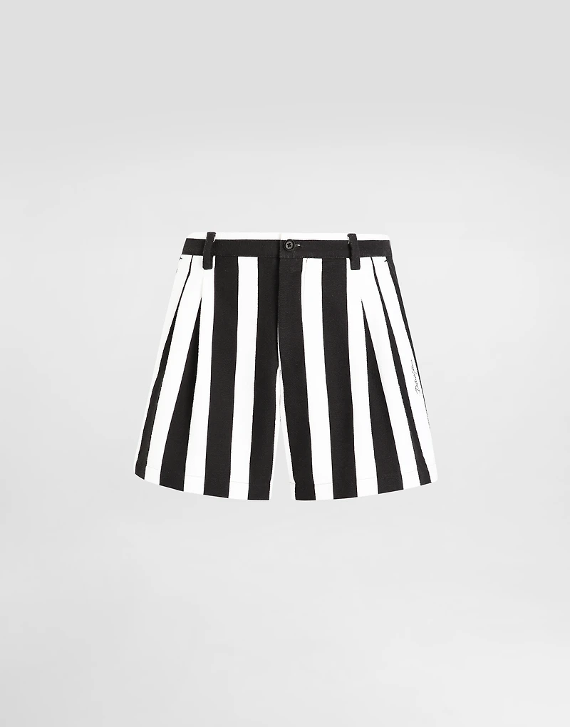 Striped cotton jacquard shorts