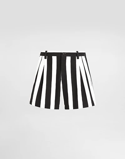 Striped cotton jacquard shorts