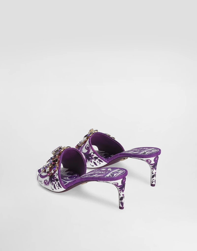 Brocade mules with jewel embroidery