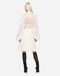 Devoré satin pussy-bow shirt with all-over DG logo