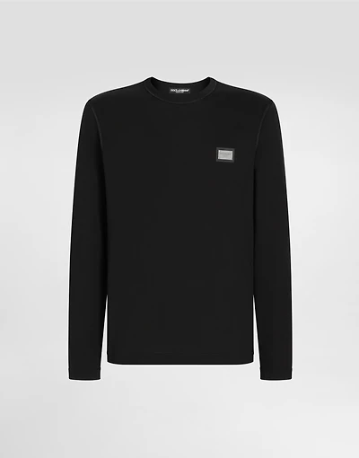 Long-sleeved T-shirt with logo tag