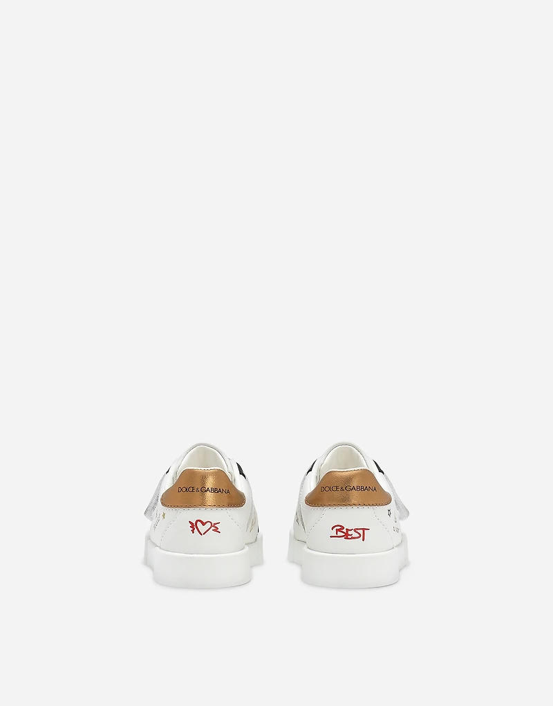 Printed calfskin Portofino sneakers