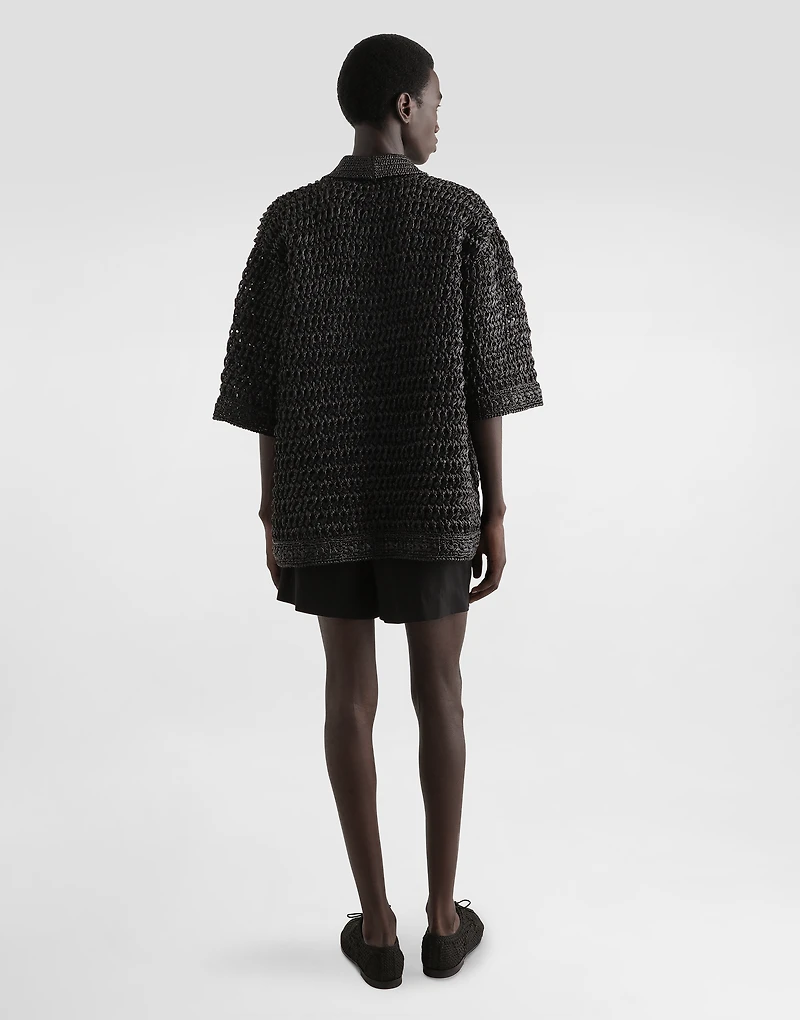 Viscose raffia crochet shirt