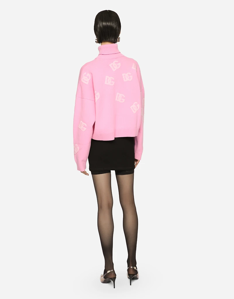 Cropped wool sweater with DG logo inlay