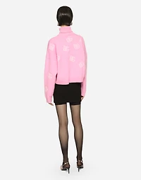 Cropped wool sweater with DG logo inlay