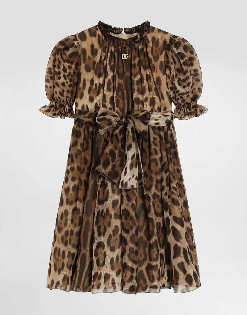 Leopard-print chiffon dress