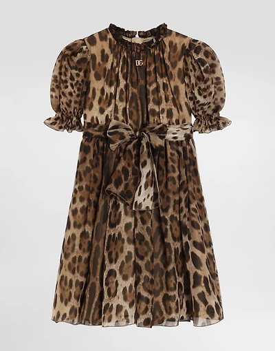Leopard-print chiffon dress