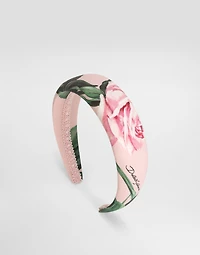 Rose-print poplin headband