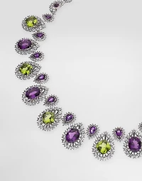 Eleganza Necklace 18-carat white gold, amethysts, peridots, and sapphires