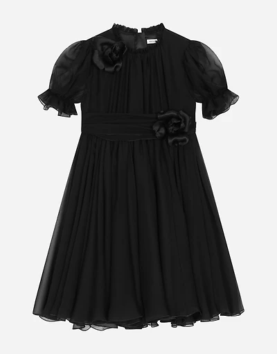 Short-sleeved chiffon dress