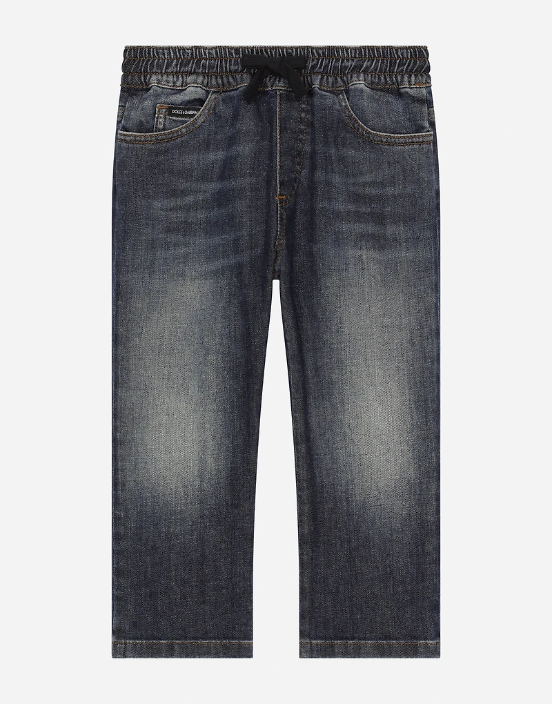 Blue wash stretch denim jeans