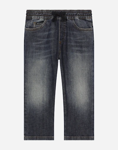 Blue wash stretch denim jeans