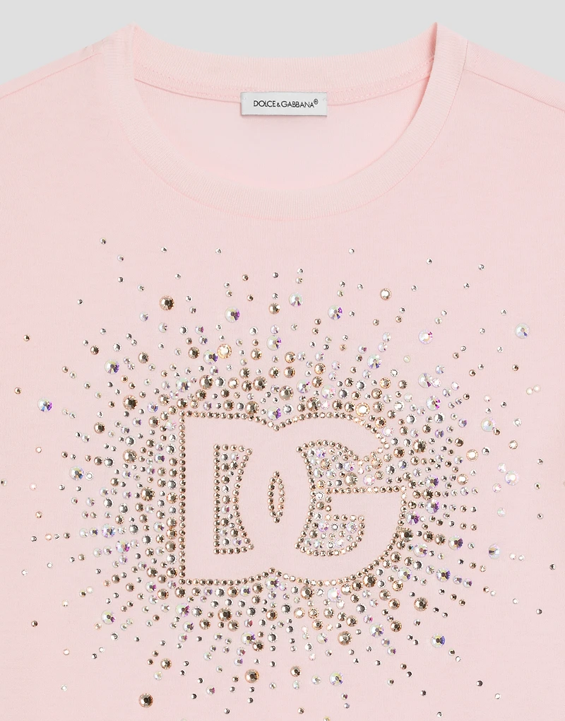 Jersey T-shirt with rhinestone details