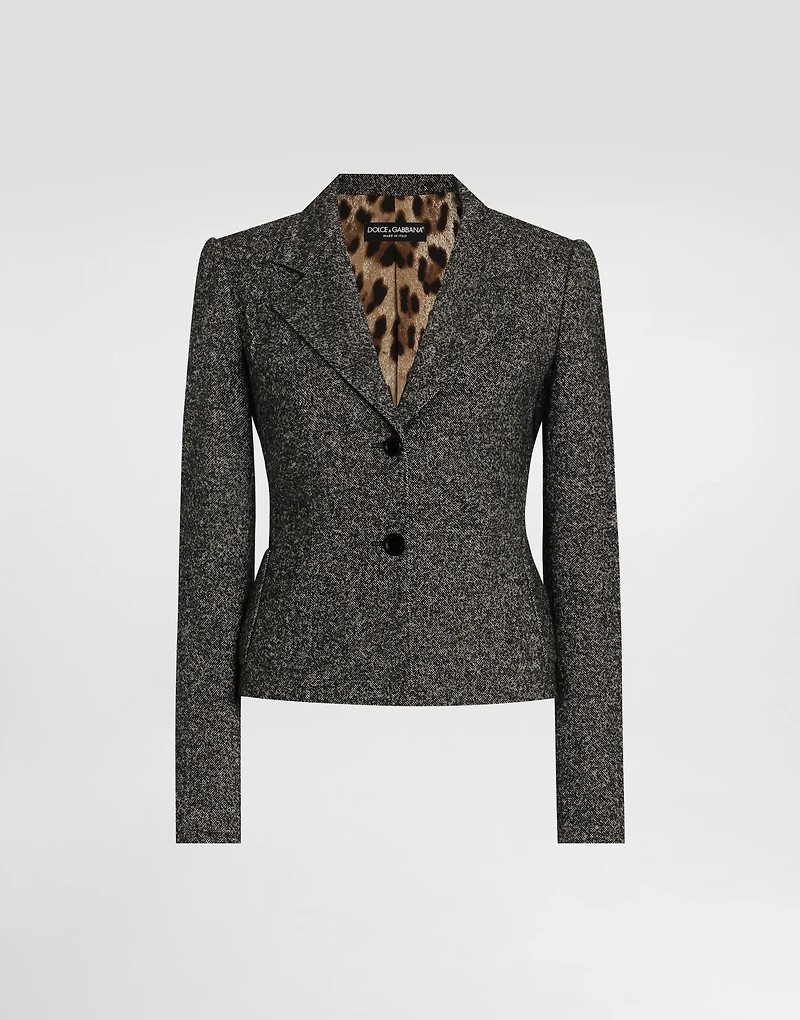 Single-breasted jacket dotted wool blend