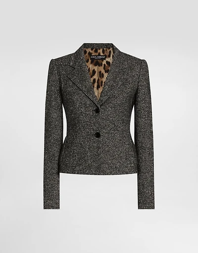 Single-breasted jacket dotted wool blend