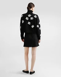 Cropped wool sweater with DG logo inlay