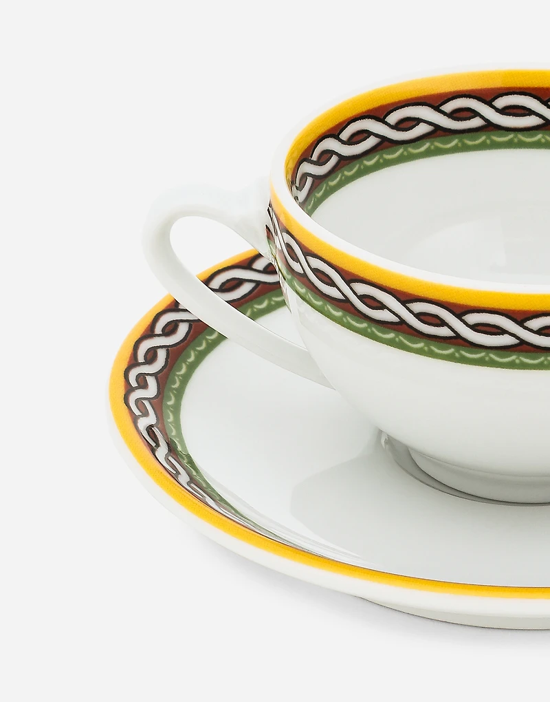 Set 2 Porcelain Espresso Cups with Saucers