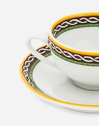 Set 2 Porcelain Espresso Cups with Saucers