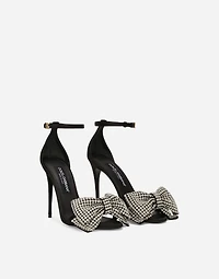 Satin sandals with rhinestone embellishment