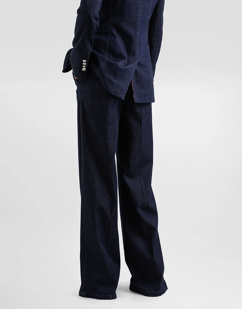 Silk denim palazzo pants