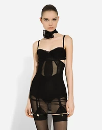 Tulle minidress with corset details
