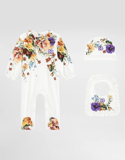 Flower-print 3-piece interlock gift set