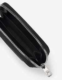 Small zip-around wallet in calfskin with raised logo