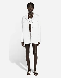 Short single-breasted brocade coat