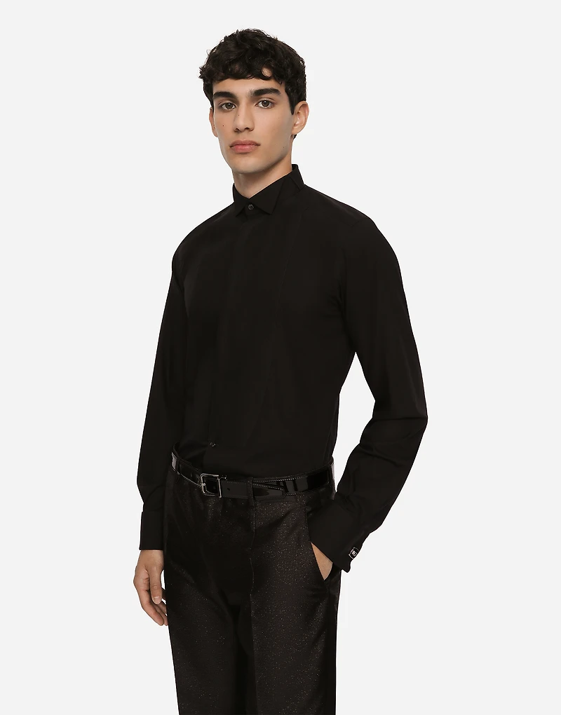 Cotton poplin Gold-fit tuxedo shirt