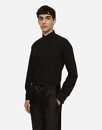 Cotton poplin Gold-fit tuxedo shirt