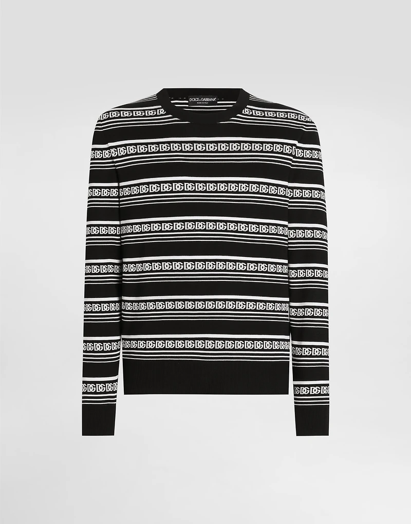 Silk crew-neck pullover with logo