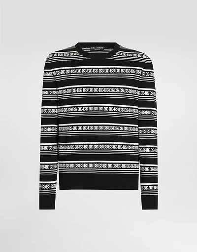 Silk crew-neck pullover with logo