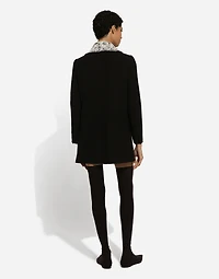 Short wool coat with lace details
