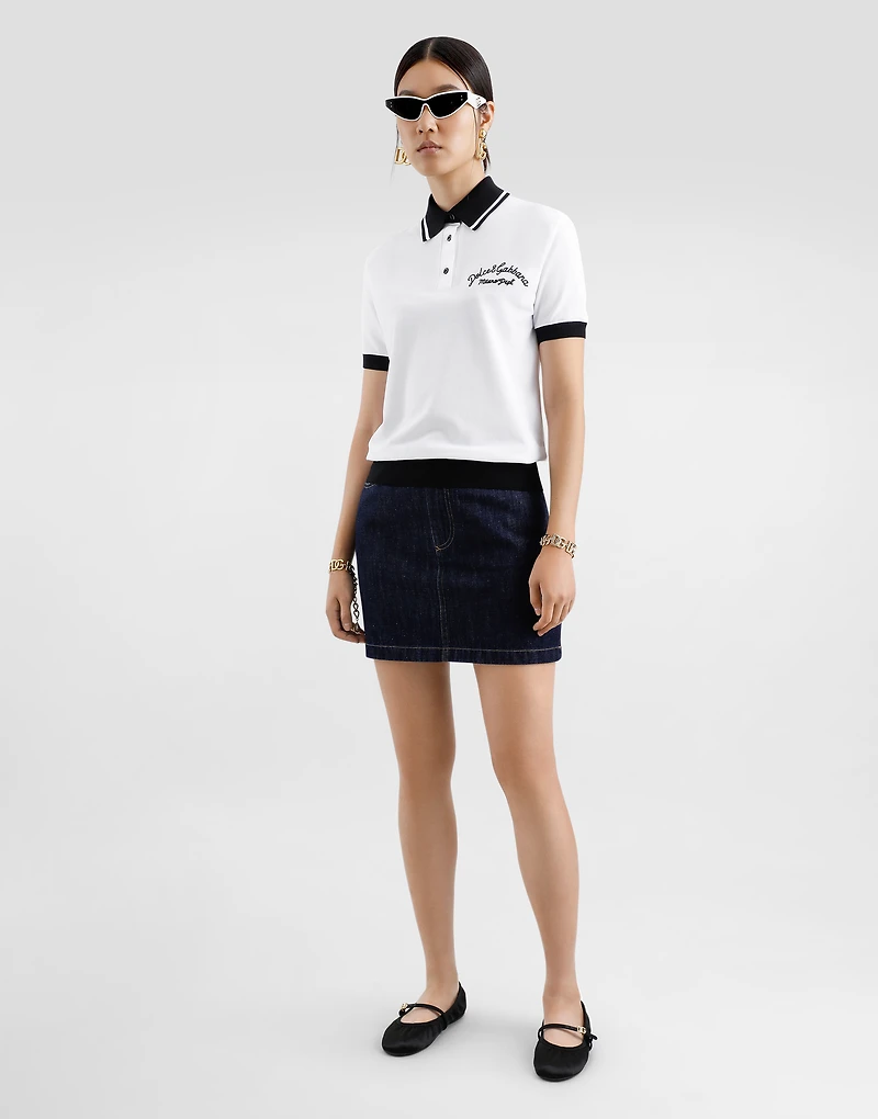 Short cotton piqué polo-shirt with DG logo embroidery