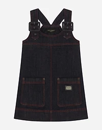 Denim dress with branded tag