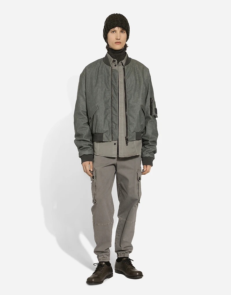 Oversize linen bomber jacket