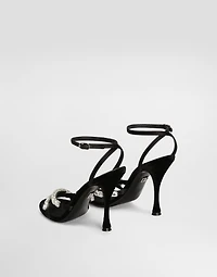 Satin sandals with gemstone embellishment