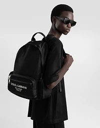 Nylon backpack with rubberized logo