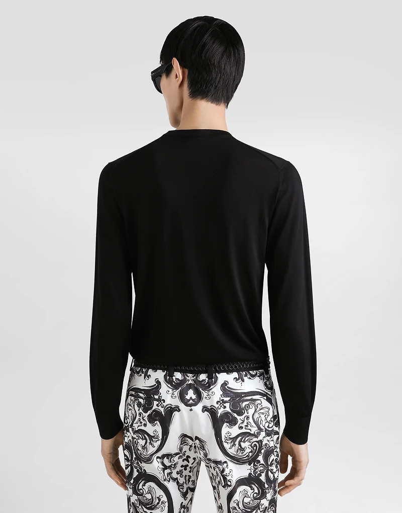 Silk crewneck pullover