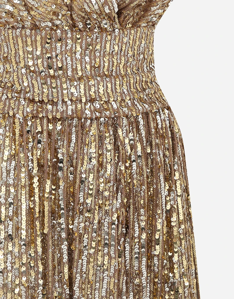 Long sequined dress with slit