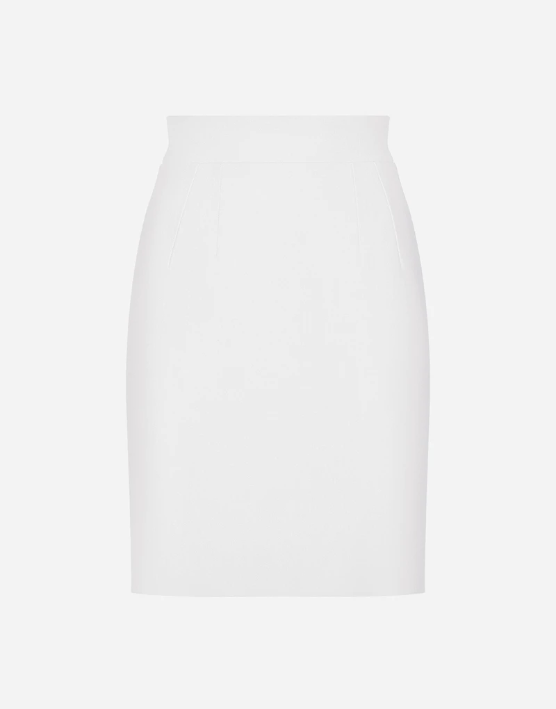 Straight-cut wool midi skirt