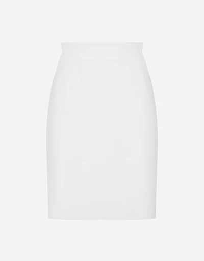 Straight-cut wool midi skirt