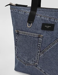 Medium shopper in patchwork denim