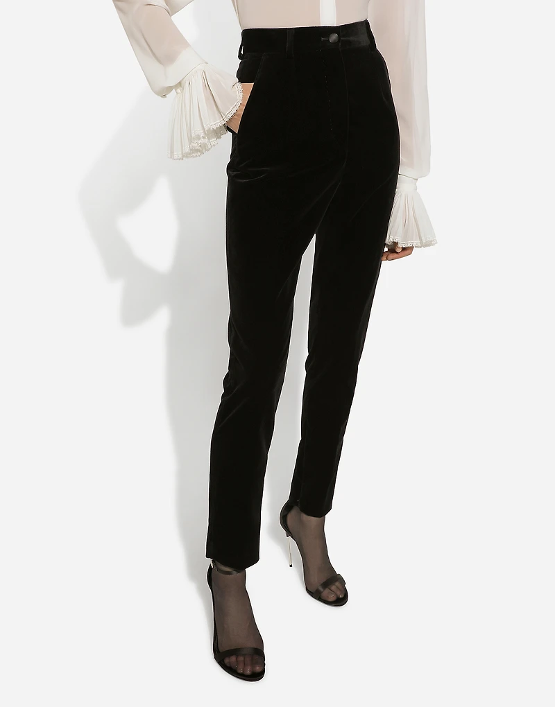 Velvet cigarette pants