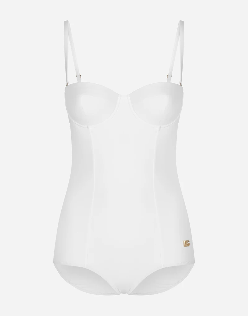 Full swimsuit with balcony neckline