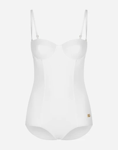 Full swimsuit with balcony neckline