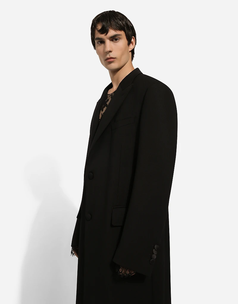 Single-breasted double-face stretch wool coat