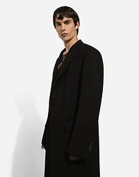 Single-breasted double-face stretch wool coat