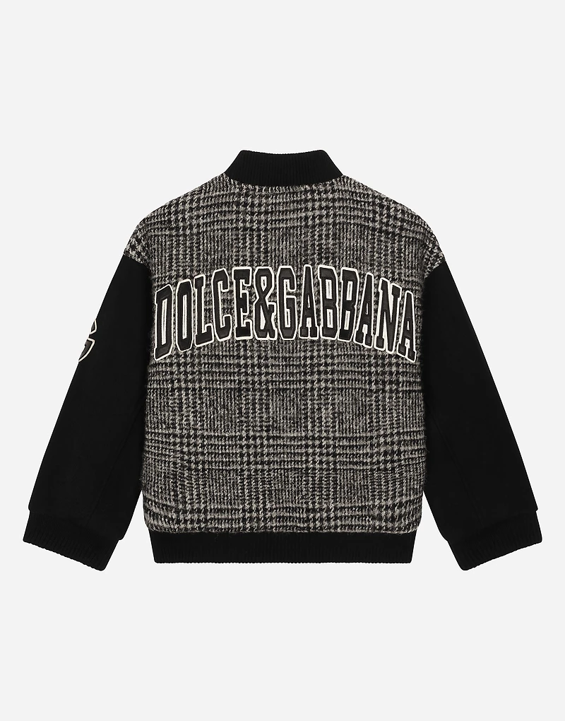 Wool-blend glen plaid bomber jacket